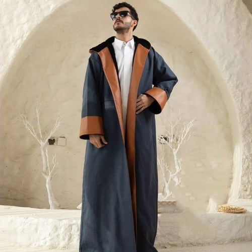 فروه رجالي كحلي مع اطراف الجلد