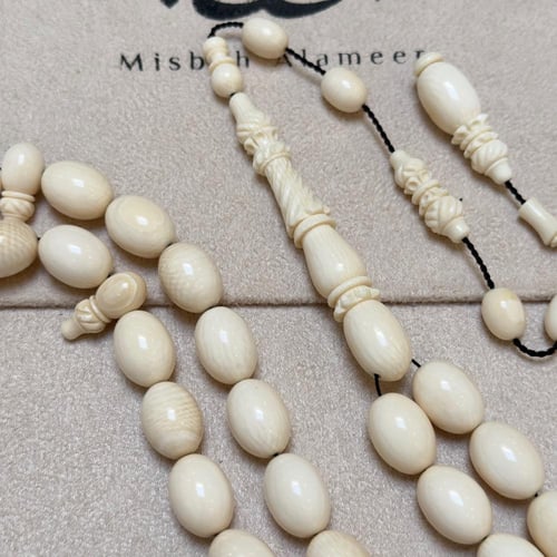 سبحة عاج ناب الفيل منقوش خراطه مصنع الفن