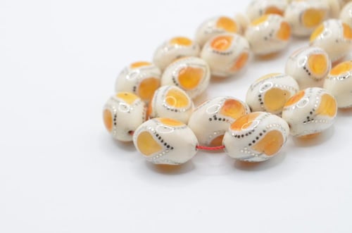 عاج ناب الفيل مطعم بالفضه والكهرمان