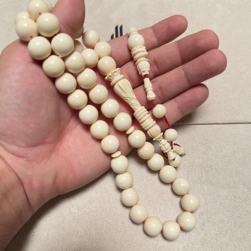 سبحة عاج ناب الفيل منقوش حجم راهي