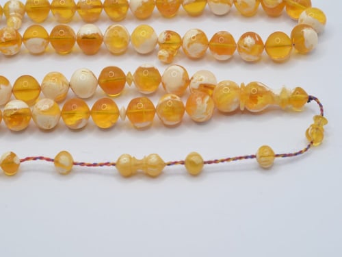 سبحه تراب كهرمان ( صناعي )