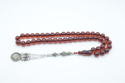 سبحة فاتوران لون عسلي غامق 45 خرزه