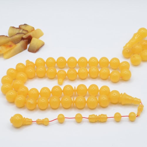 سبحة كهرمان طبيعي حجر واحد خراطه عبدالكريم موسى