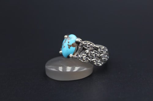 خاتم فيروز نيشابوري مقاس 6.75 انجليزي _ 13.5 عربي