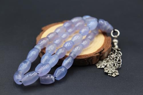 مسبحة عقيق يماني سماوي _ 33 خرزة