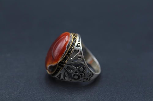 عقيق يماني خرائطي مميز مقاس 7.25 انجليزي _ 15.5 عر...