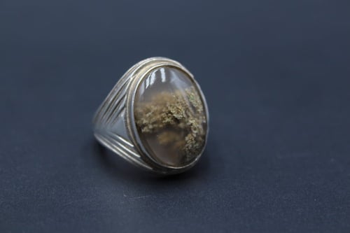 خاتم عقيق يماني طحلبي مقاس 9.5 انجليزي _ 21 عربي