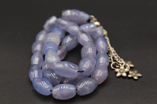 مسبحة عقيق يماني سماوي _ 33 خرزة