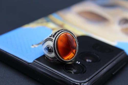 عقيق يماني اسود مقاس 7 انجليزي _ 15 عربي