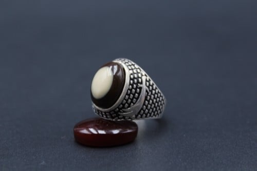 خاتم عقيق يماني سليماني مقاس 7.25 انجليزي _ 15.5 ع...