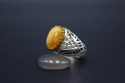 خاتم كهرمان بولندي مقاس 8 انجليزي _ 18 عربي