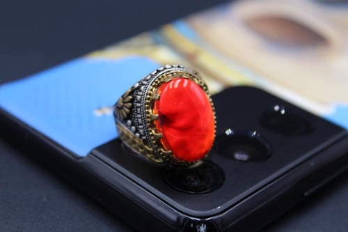 عقيق يماني كبدي مقاس 8 انجليزي _ 17 عربي