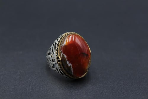 عقيق يماني خرائطي مميز مقاس 7.25 انجليزي _ 15.5 عر...