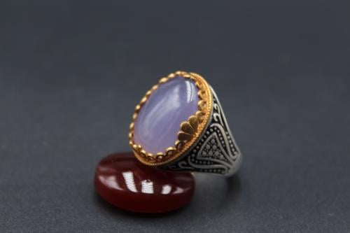 عقيق يماني سماوي مقاس 8.5 انجليزي _ 19 عربي