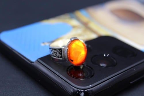 عقيق يماني احمر حجم صغير مقاس 6.75 انجليزي _ 14.5...