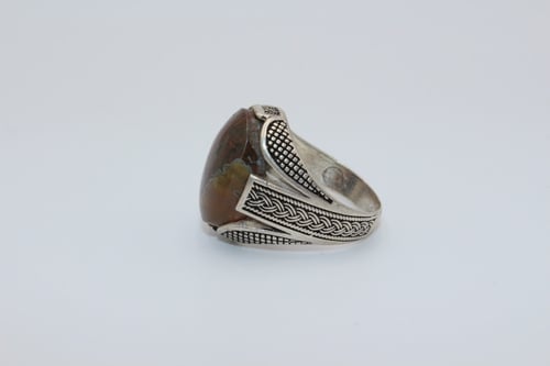 خاتم عقيق يماني خرائطي مقاس 9.75 انجليزي_ 22 عربي