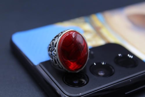 عقيق يماني كبدي زعفراني مقاس 8.5 انجليزي _ 19 عربي