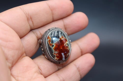 عقيق يماني خرائطي مميز مقاس 9 انجليزي _ 20 عربي