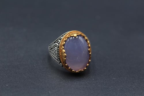 عقيق يماني سماوي مقاس 8.5 انجليزي _ 19 عربي