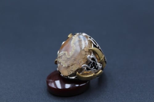 خاتم عقيق يماني طحلبي مقاس 7 انجليزي_ 15 عربي