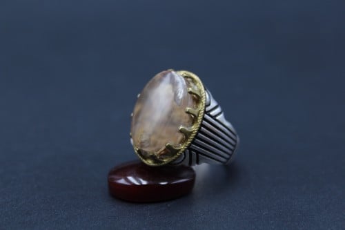 خاتم عقيق يماني طحلبي مقاس 7 انجليزي _ 15 عربي