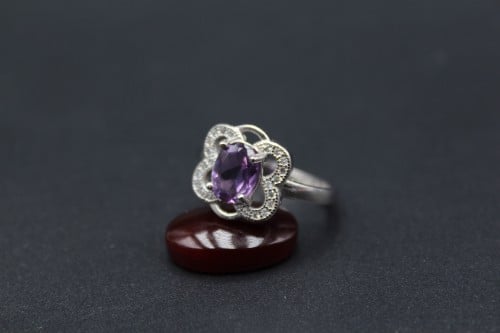 خاتم جمشت ( اميثيست ) افريقي مقاس 7 انجليزي _ 15 ع...