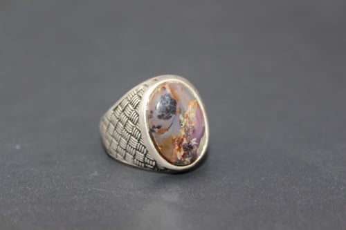 خاتم عقيق يماني طحلبي مقاس 8 انجليزي_ 18 عربي