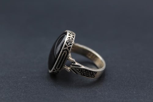 عقيق يماني اسود مقاس 7.25 انجليزي _ 16 عربي