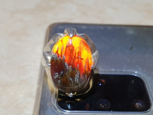 خاتم عقيق يماني مساميري مقاس 7.25 انجليزي_ 15.5 عر...