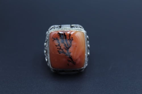 خاتم عقيق يماني مشجر مقاس 9 انجليزي _ 20 عربي