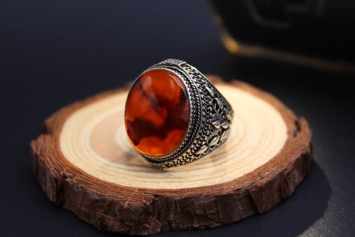 خاتم عقيق يماني مصور نوادر مقاس 11.5 انجليزي _ 26....