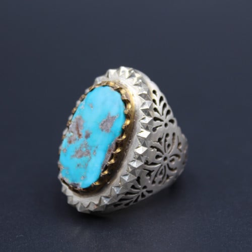 خاتم فيروز نيشابوري مقاس 8 انجليزي _ 18 عربي