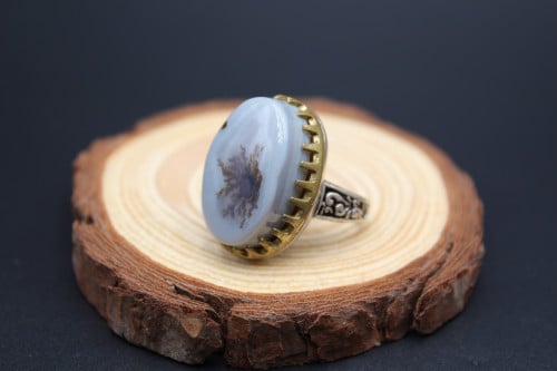 خاتم عقيق يماني مشجر مقاس 8.25 انجليزي _ 18 عربي