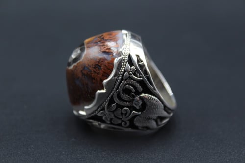 خاتم عقيق يماني مساميري حجم كبير نوادر مقاس 10 انج...