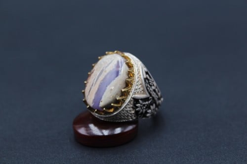 خاتم عقيق يماني طحلبي مقاس 8 انجليزي_ 17 عربي