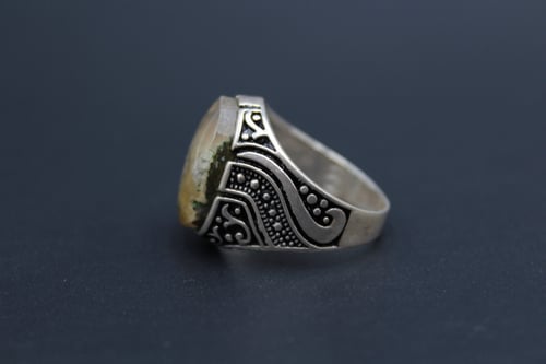 خاتم عقيق يماني طحلبي مقاس 9 انجليزي_ 20 عربي