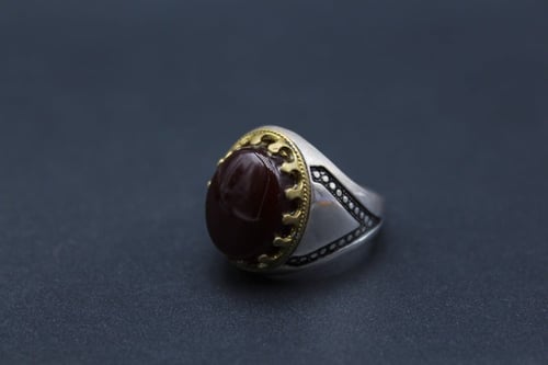 خاتم عقيق يماني كبدي مقاس 7 انجليزي _ 15 عربي