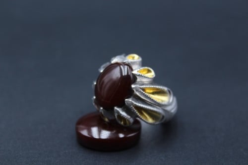 خاتم عقيق يماني كبدي حجر صغير مقاس 9 انجليزي _ 20...