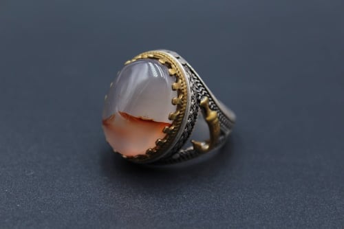 خاتم عقيق يماني مزهر مقاس 10.5 انجليزي_ 24 عربي