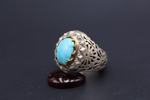 خاتم فيروز نيشابوري مقاس 8.75 انجليزي _ 19 عربي