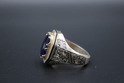 خاتم ياقوت ازرق ( زفير ) افريقي مقاس 11.5 انجليزي...