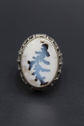 خاتم عقيق يماني مشجر مقاس 10.75 انجليزي _ 24.5 عرب...