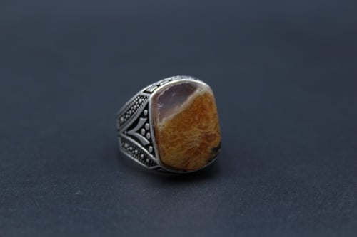 خاتم عقيق يماني طحلبي مقاس 8 انجليزي _ 17 عربي