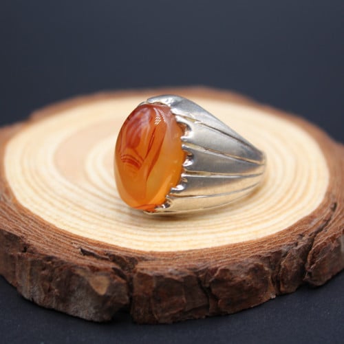 خاتم عقيق يماني مصور مقاس 10 انجليزي _ 23 عربي