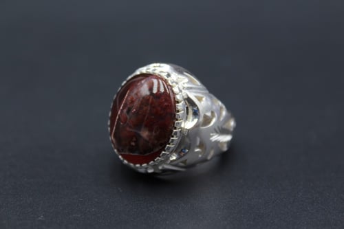 خاتم عقيق يماني كبدي طحلبي مقاس 9 انجليزي _ 20 عرب...