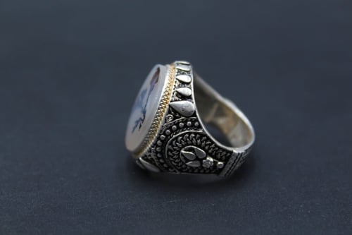 خاتم عقيق يماني مشجر مقاس 8.5 انجليزي _ 19 عربي