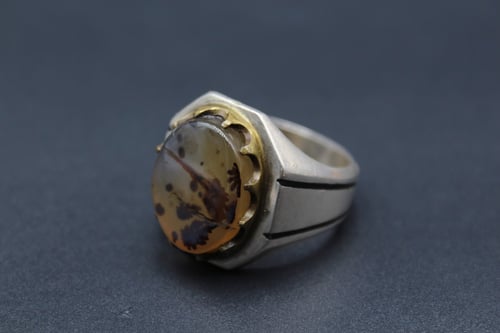 خاتم عقيق يماني مشجر مقاس 13 انجليزي _ 30 عربي