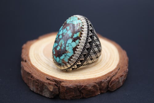 خاتم فيروز نيشابوري حجم كبير مقاس 11.25 انجليزي _...