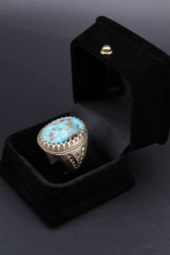 خاتم فيروز نيشابوري مقاس 10.75 انجليزي _ 24.5 عربي