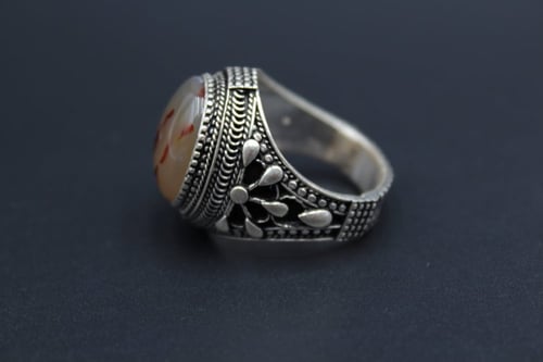 خاتم عقيق يماني مصور نوادر مقاس 9.75 انجليزي _ 22...